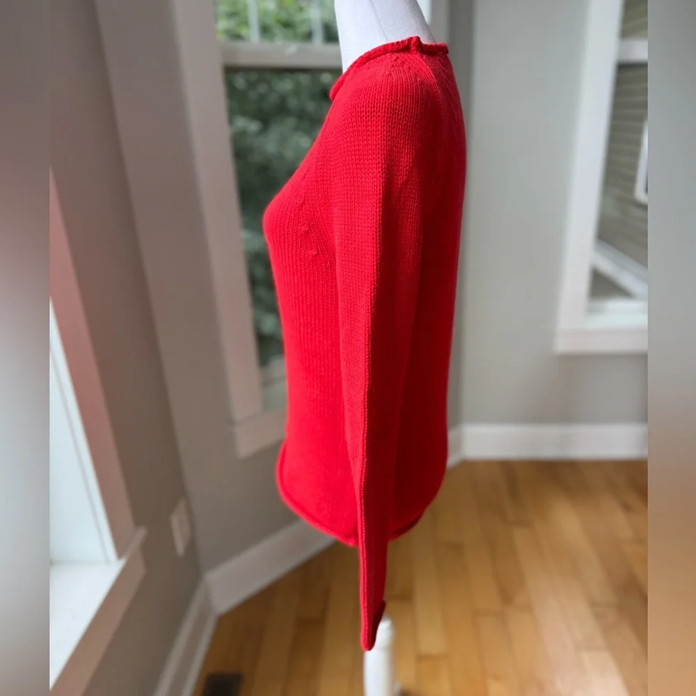 J. Crew Mercantile Red Cotton Rollneck Sweater Size XS Classic Preppy Holiday